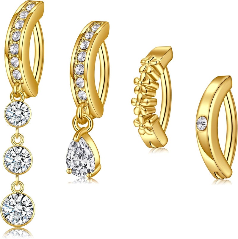 QWALIT Belly Rings - Short Bar Belly Button Rings in Surgical Steel with Opal Stones - 6mm & 10mm - Image 1